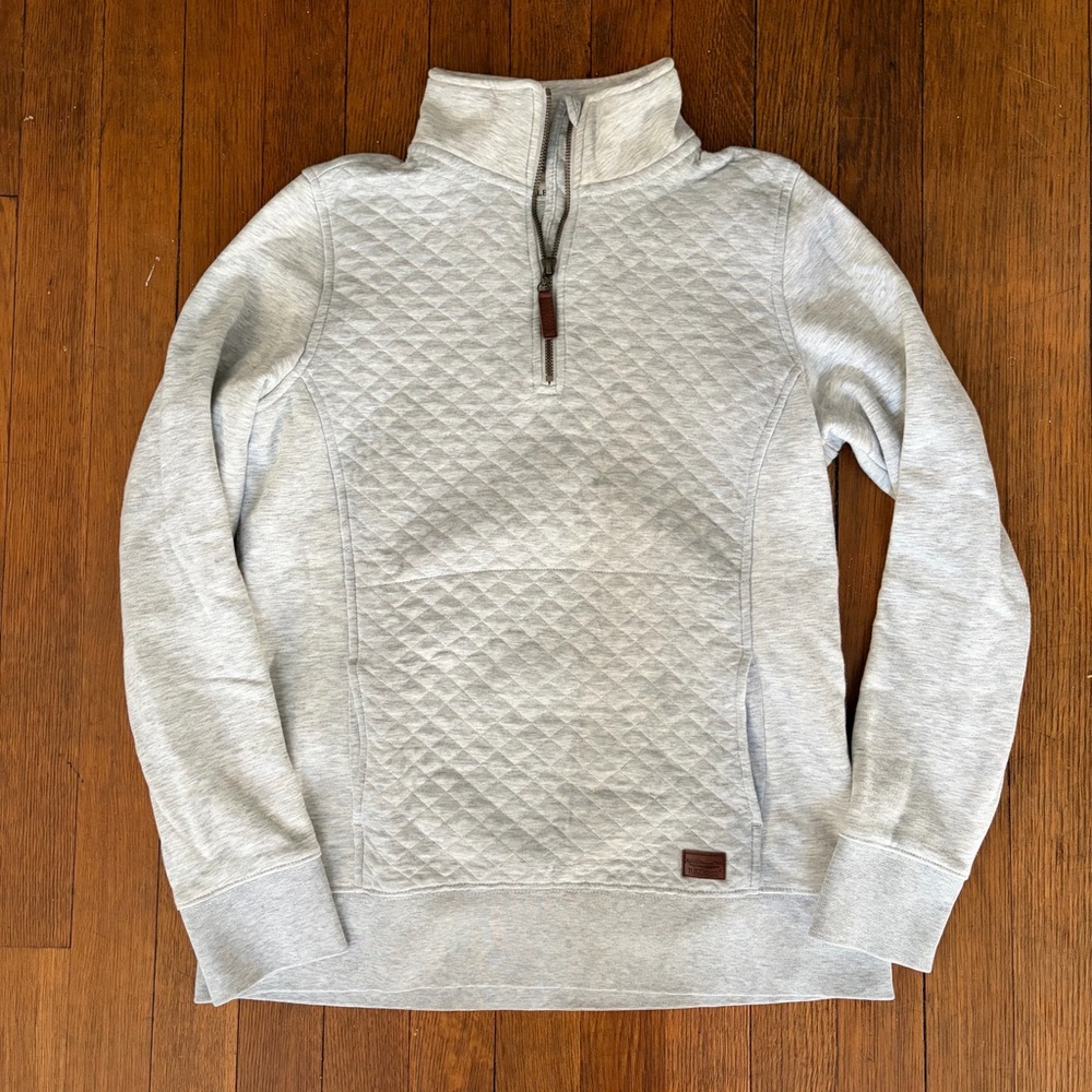 L.L. Bean Women’s Light Gray Quilted Quarter-Zip, S Tall